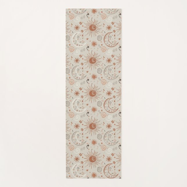 Boho Sonne und Mond Muster Yogamatte (Vorderseite)