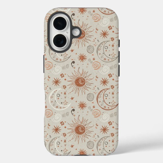 Boho-Sonne- und Mondmuster Case-Mate iPhone Hülle (Rückseite)