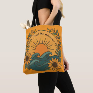 Boho-Sonne & Wellen – Spirituelle Florale Tote-Kun