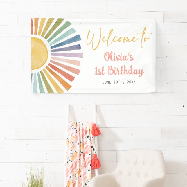 Boho-Sonnen-Geburtstagsfeier Banner (Insitu)