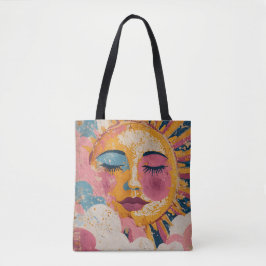 Boho-Sonnen-Gesicht-Abstraktkunst-Tasche