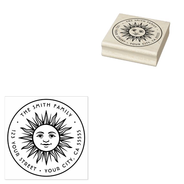 Boho-Sonnen-Rücksendeadresse Gummistempel (Stempel)