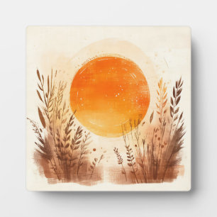 Boho-Sonnenaufgang Sunset Weizen Gras Fotoplatte