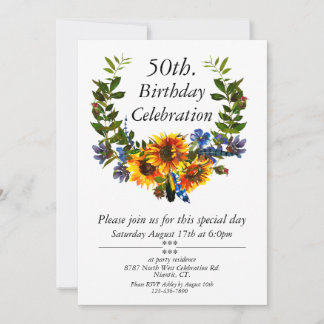 Boho Sonnenblume Blüte individuell anpassbar 50. G Einladung