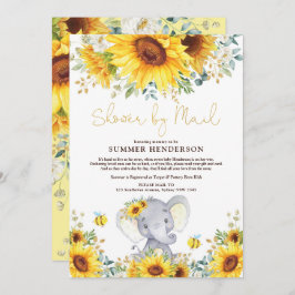 Boho Sonnenblume Elephant Babydusche per Mail Einladung