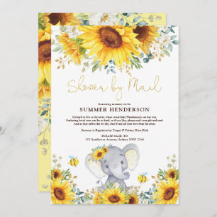 Boho Sonnenblume Elephant Babydusche per Mail Einladung