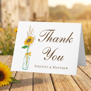 Boho-Sonnenblumen-Blumen-Dankeschön-Landhochzeit Dankeskarte