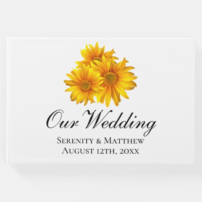 Boho Sonnenblumen Country Gelbe Blumenhochzeit Gästebuch (Vorderseite)