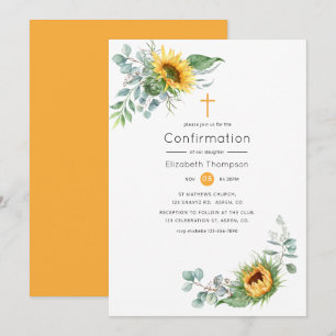 Boho-Sonnenblumen-Eukalyptus-Konfirmation Einladung
