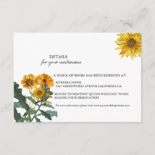 BOHO Sonnenblumen Gelbe Wildblume Hochzeitsdetails Begleitkarte