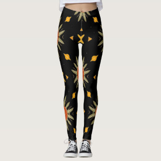 Boho-Sonnenblumen-Geometrischer Terrakotta-Druck-L Leggings