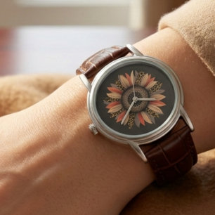 Boho-Sonnenblumen-Herbstlook Damen Elegant Armbanduhr