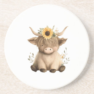 Boho-Sonnenblumen-Hochlandkuh Getränkeuntersetzer