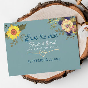 Boho-Sonnenblumen-Hochzeit Save The Date