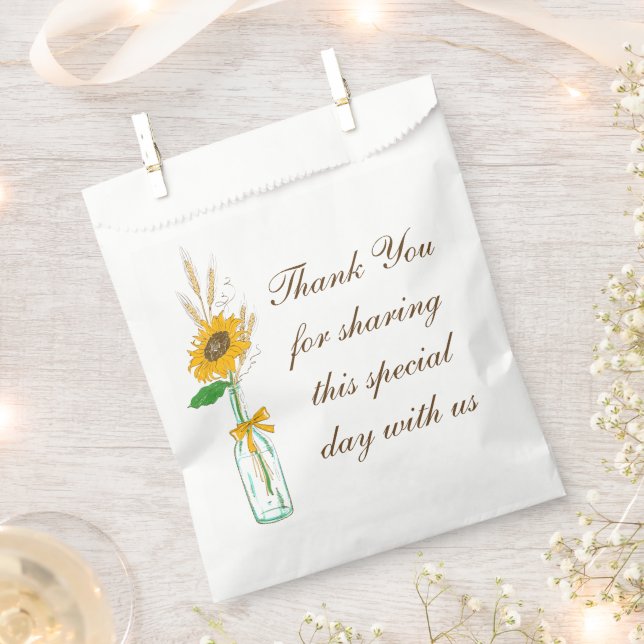 Boho-Sonnenblumen-Land-Gelb-Blumen-Danke Geschenktütchen (Ausgeschnitten)