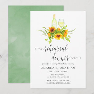 Boho-Sonnenblumen Probedinner Weinverkostung Einladung