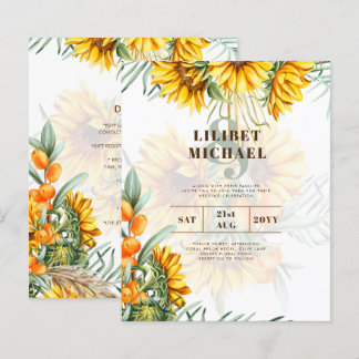 Boho Sonnenblumen Rustikale Hochzeit Einladung dop