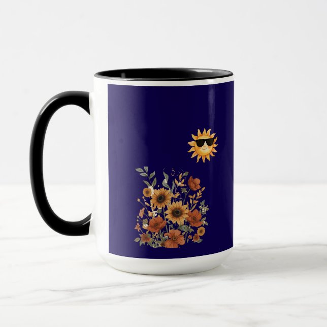 Boho-Sonnenblumen-Stammesmuster-Tasse – Warmer Son Tasse (Links)