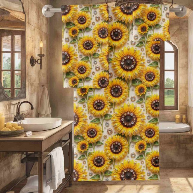 Boho-Sonnenblumen- und Diamant-Handtuch-Set Badhandtuch Set (Von Creator hochgeladen)