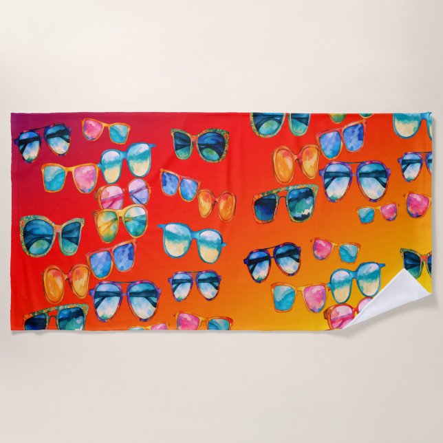Boho Sonnenbrille Sommervibes Strandtuch (Vorderseite)
