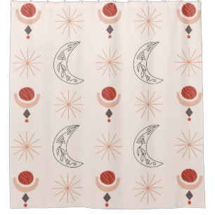 Boho Sonnenmond dekorative Linie Kunst abstrakte F Duschvorhang