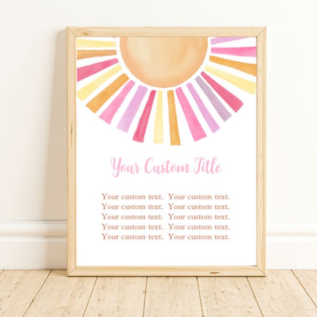 Boho Sonnenschein-Schild Sonne pink gelb orange Poster (Von Creator hochgeladen)