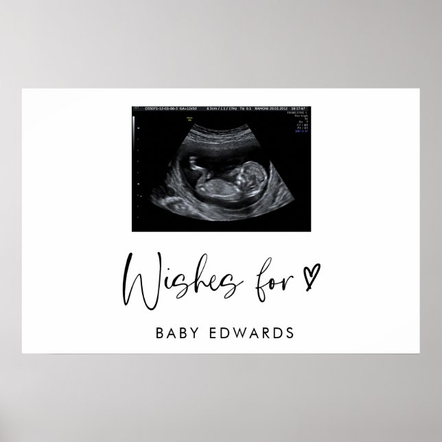 Boho Sonogram Gender Neutral Baby Shower Guestbook Poster (Vorne)