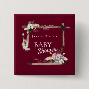 Boho Southwestern Burgundy Babydusche Button