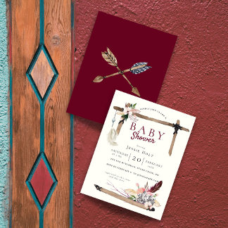 Boho Southwestern Burgundy Babydusche Quadratischer Aufkleber