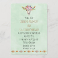 Boho Southwestern Cow Skull Wedite Einladung