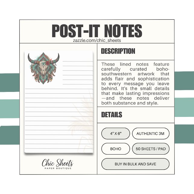 Boho-Southwestern Style Flair linierte 3M  Post-it Klebezettel (Von Creator hochgeladen)