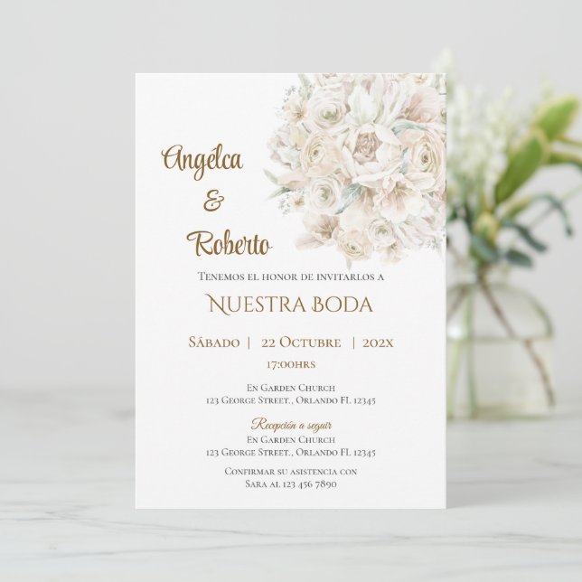 Boho spanische Hochzeitseinladung Einladung (Stehend Vorderseite)