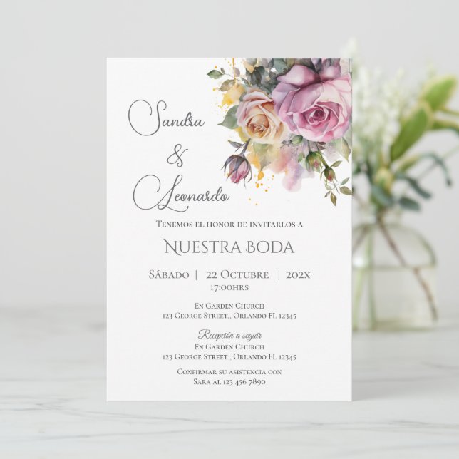 Boho spanische Hochzeitseinladung Einladung (Stehend Vorderseite)