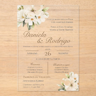 Boho Spanish Wedding Acrylic Invitation Acryleinladungen