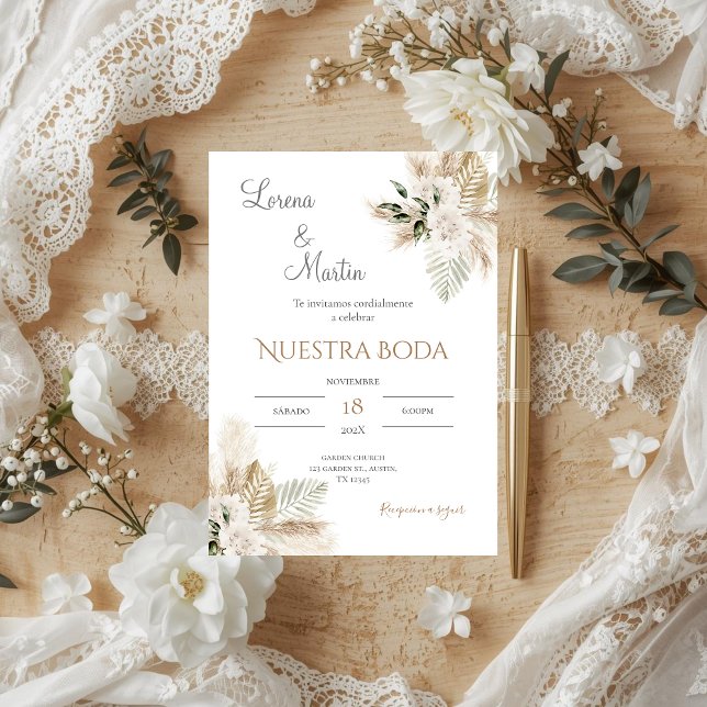 Boho Spanish Wedding Invitation Einladung (Von Creator hochgeladen)