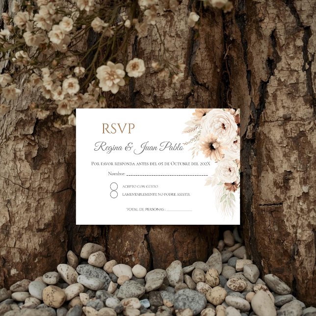 Boho Spanish Wedding RSVP Card Begleitkarte (Von Creator hochgeladen)