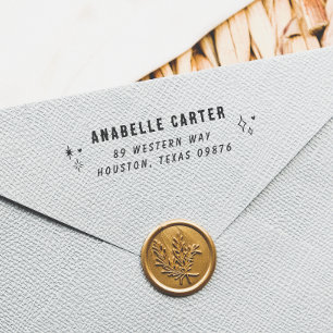 Boho-Sparkles-Handgeschriebener Name und Rücksende Gummistempel