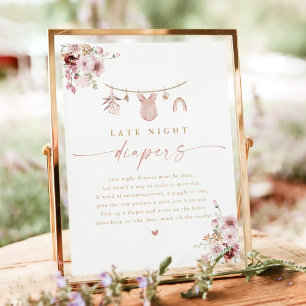 Boho-Spätabend-Windeln Baby Shower Aktivitätsschil Poster