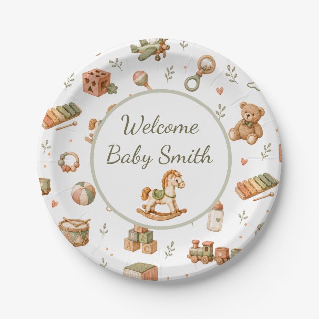 Boho-Spielzeug Willkommen Baby Pappteller (Vorderseite)