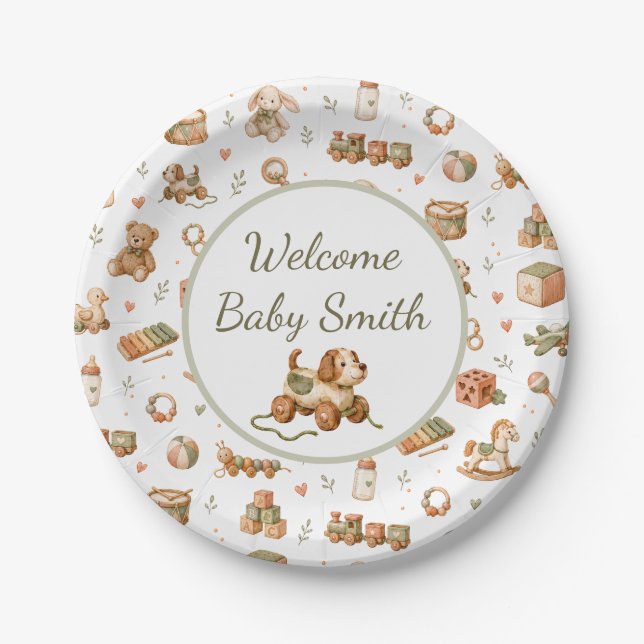 Boho-Spielzeuge Willkommen Baby Pappteller (Vorderseite)