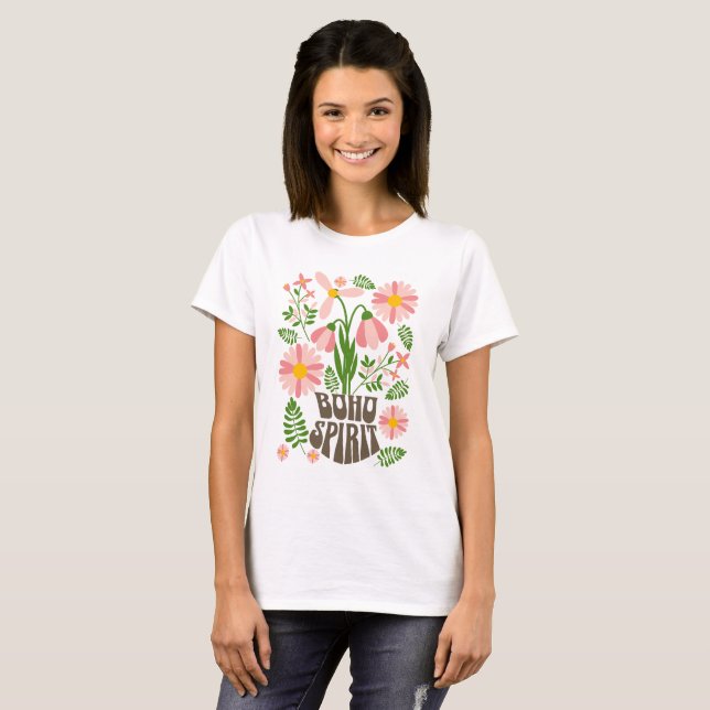 Boho-Spirit-Blumen-Retro-Ästhetik T-Shirt (Vorne ganz)