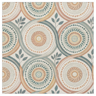 Boho-Spiritualkreis-Mandala- und botanische Blattk Stoff