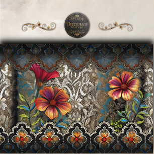 Boho-Spitzen-Blumen-Panel-Decoupage Seidenpapier