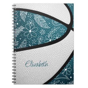 Boho sportdoodle Muster aquamariner weißer Basketb Notizblock