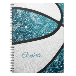 Boho sportdoodle Muster aquamariner weißer Basketb Notizblock