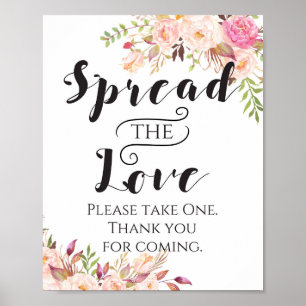 Boho Spread the Love, Geschenk Schild, Hochzeitsge Poster