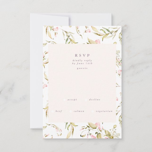 Boho Spring Botanical Big Wildblume Hochzeit RSVP Karte (Vorderseite)