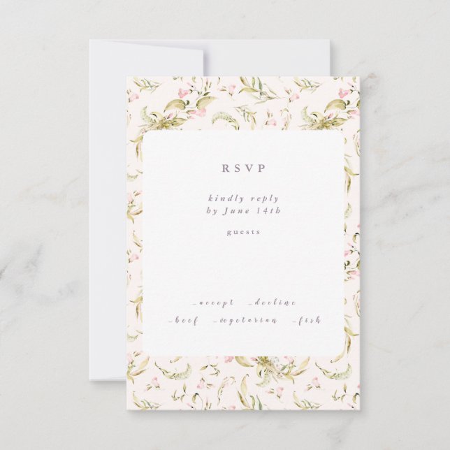 Boho Spring Botanical Big Wildblume Wedding RSVP Karte (Vorderseite)