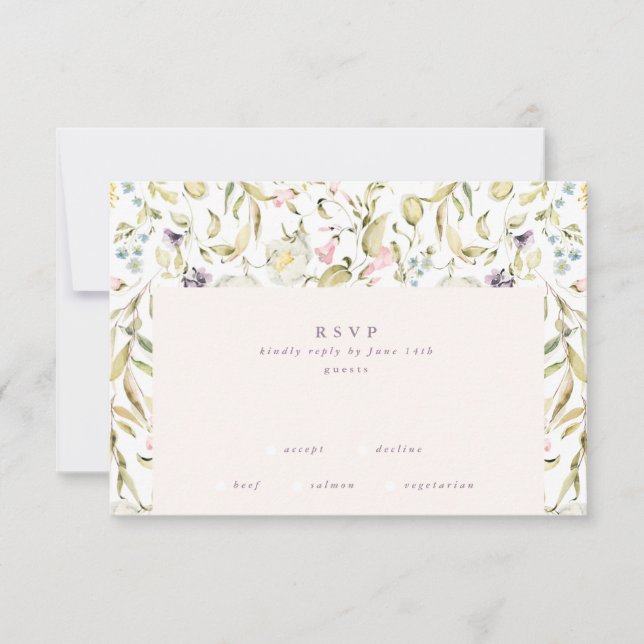 Boho Spring Elegante Botanische Floralmauer Hochze RSVP Karte (Vorderseite)