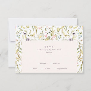 Boho Spring Elegante Botanische Floralmauer Hochze RSVP Karte